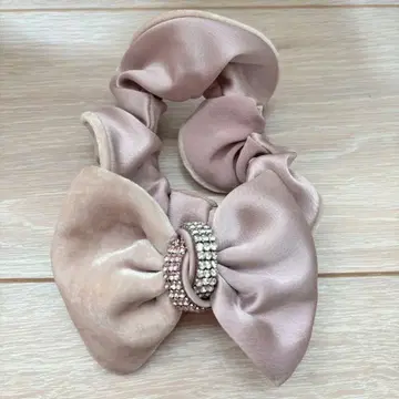 acca 새틴 벨벳 리본 스크런치 연보라