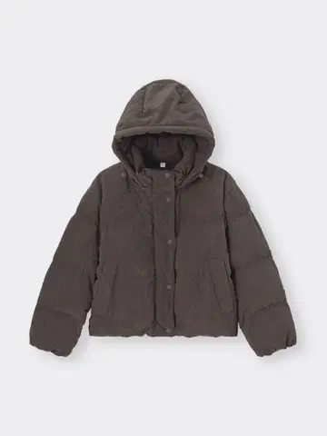 지유 패디드 코듀로이 후드티 점퍼 브라운 L 블루종