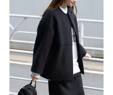 저널 스탠다드 슈퍼 140 비버 노카라 숏코트 38