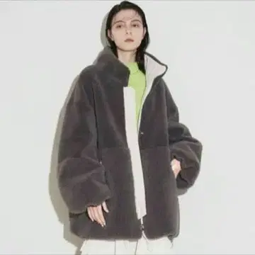 [새상품급] ELENDEEK 리버서블 보아 패딩 코트 그레이