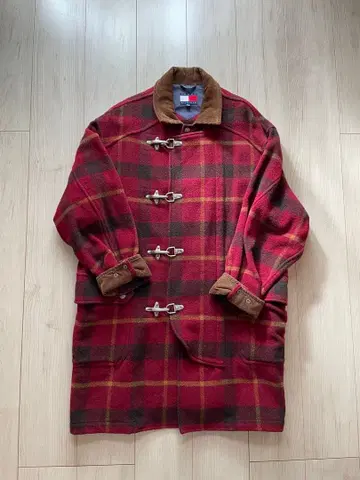 타미 힐피거 체크 코트