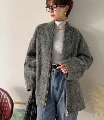 Classical Evon 샤기 노카라 코트