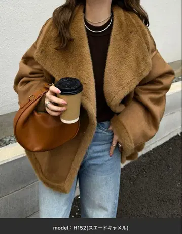 고베 레터스 퍼 안감 드롭 코트 카멜