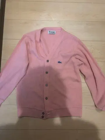 LACOSTE 핑크 V넥 가디건