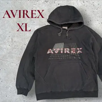 아비렉스 AVIREX 로고 후드티 90년대 블랙 속기모