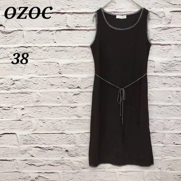 오조크 [38] 슬리브리스 니트 원피스 허리 라메 리본 블랙