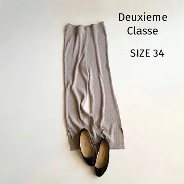 [ 두지엠 클라세 ] 리브 니트 와이드 팬츠 베이지 34 허리밴딩