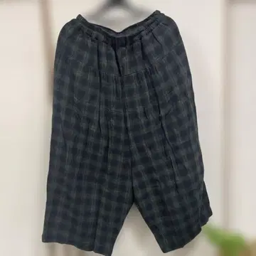 sunvalley 네이비와 그린의 체크 무늬 캐주얼 팬츠