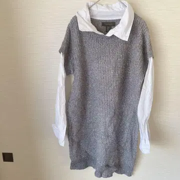 TAHARI 그레이 니트 스웨터 L 레이어드 스타일 블라우스