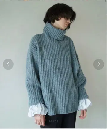 CLANE MIX YARN WIDE RIB TURTLE 블루