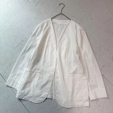 23구 노카라 자켓 46 린넨 혼방 화이트