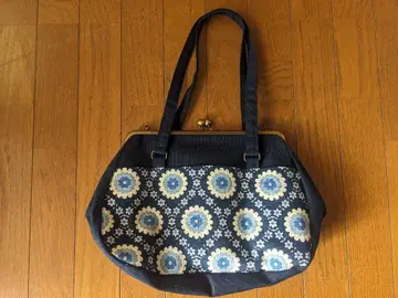 G3sewing 꽃무늬 가마구치 백 네이비