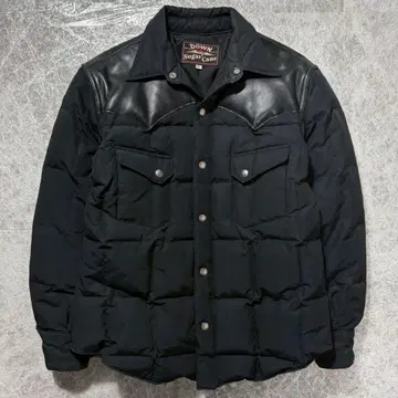 슈가 케인 가죽 요크 구스 다운 자켓 L 블랙 절개