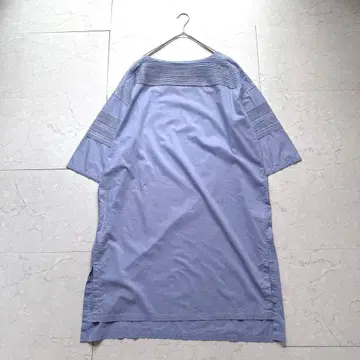 미즈이로 인드 핀턱 레이스 보트넥 원피스 블루