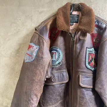 80년대 G1 플라이트 자켓 지도 안감 빈티지 천연 가죽