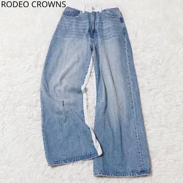 로데오 크라운 와이드 팬츠 데님 맨투맨 이소재 절개 허리밴딩
