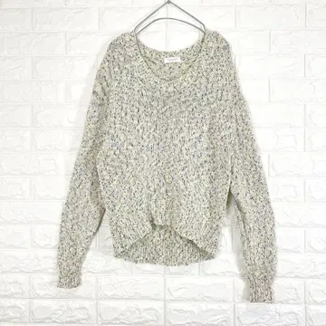 뷰티앤유스 코튼 컬러 믹스 라메 숏 니트 스웨터