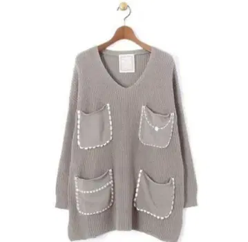 택 포함 새상품 비어즐리 포켓이 귀여운 니트 그레이 개럴개런트