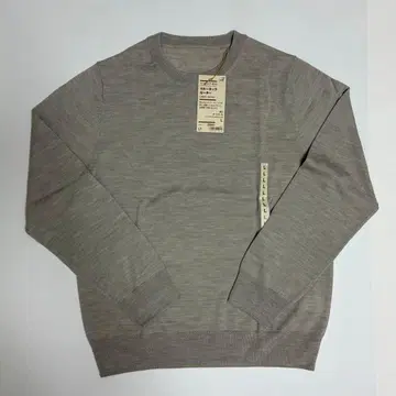 미사용 오트밀 무인양품 울 실크 워셔블 크루넥 스웨터 L 사이즈