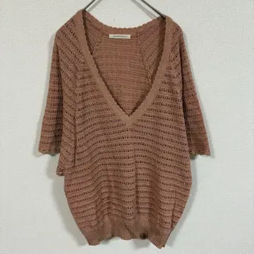 [ axes femme ] (M) V넥 시스루 니트/비침/레이어드/반팔