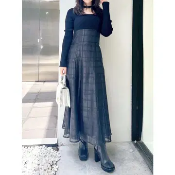 머큐리 듀오 니트 도킹 원피스