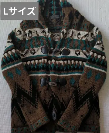 자라 네이티브 무늬 가디건 브라운 x 그린 L 사이즈