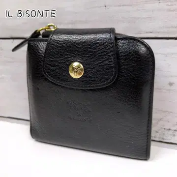 일비종떼 지갑 라운드 지퍼 컴팩트 블랙 주름 골드