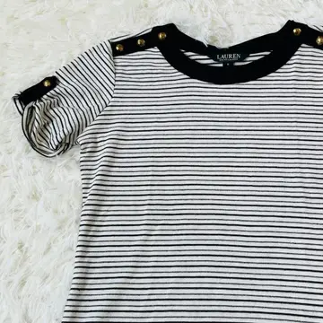 Lauren 로렌 랄프 로렌 보더 금장 버튼 T셔츠