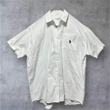 유에스플로어슨 셔츠 F 화이트 반팔 심플 가슴 자수