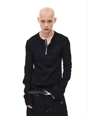 Opium Ribbed Thermal Henley Shirt 서멀