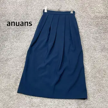 [ anuans ] 아지메 턱 스커트 롱 네이비