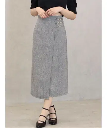 EATME 더블 버클 타이트 스커트 블랙