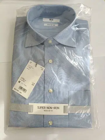 유니클로 라이트 블루 논아이론 긴팔 셔츠 M