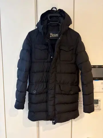 [새상품급] 헤르노 폴라텍 herno 다운 코트 블랙 48