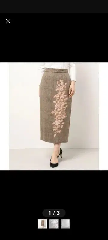 29700엔 새상품 스트로베리 필드 이치에 자수 체크 롱 스커트