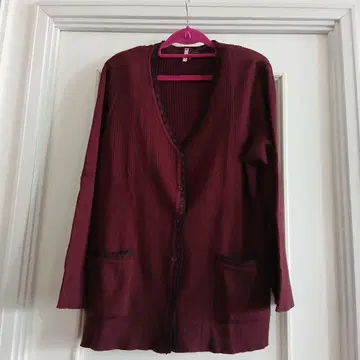 Leilian 레리안 버건디 V넥 가디건 13플러스