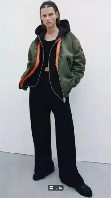 ZARA 롱 봄버 자켓 밀리터리 자켓 MA1