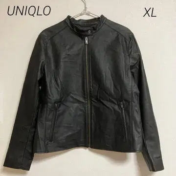 0648 UNIQLO 유니클로 가죽 자켓 스탠드 카라 블랙 XL