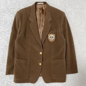 INGEBORG 골드 버튼 엠블럼 캐시미어 혼방 테일러드 자켓 브라운