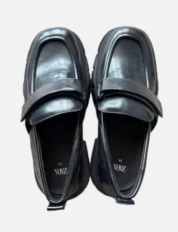 ZARA 플랫폼 로퍼 39 블랙 통굽