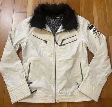 새상품급 DIVINER 페이 가죽 자켓 화이트 시크 스타일 y2k 자수