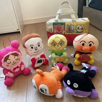 호빵맨 봉제 인형 6개 세트 SL맨 외출 가방 포함