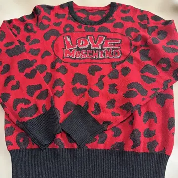 Moschino 레오파드 무늬 긴팔 스웨터 빨검, 립 편직은 라메 믹스.