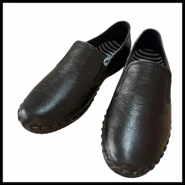 슬립온 신발 손바느질풍 레인슈즈 일본제 여성용 23cm 블랙