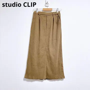 [스튜디오 클립] 롱 스커트 타이트 스커트 코듀로이 슬릿 브라운