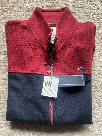 KASAI YAMAMOTO HOMME 빨간색과 네이비의 집업 스웨터