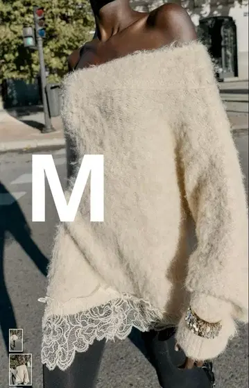 ZARA 레이스 콤비 니트 스웨터 M 미사용 새상품