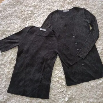 DAMA 블랙 라메 믹스 니트 앙상블 세트