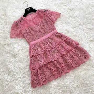 셀프 포트레이트 원피스 드레스 핑크 UK6