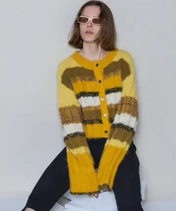 2025 AW 2way Neck Multi Border Knit Tops